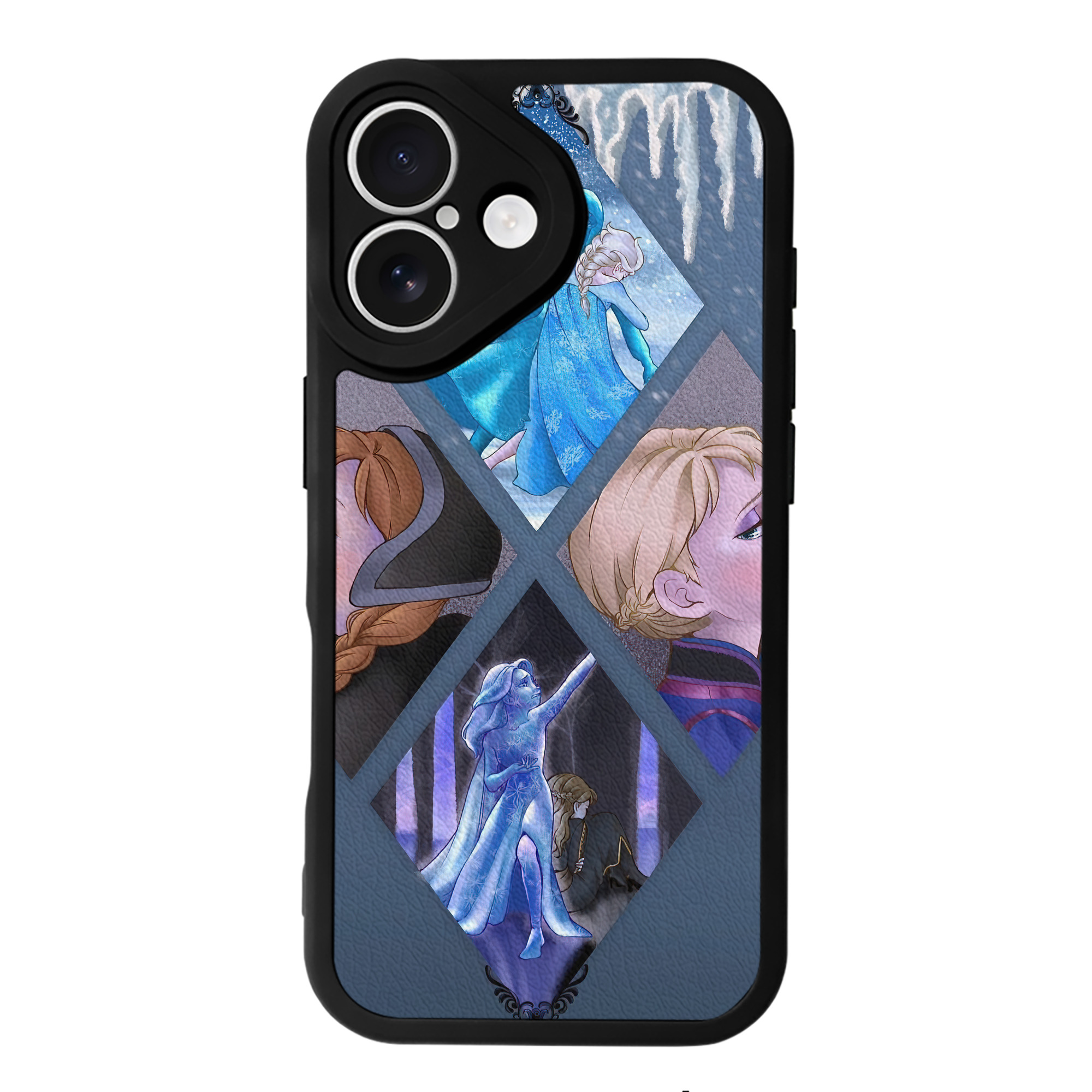 （画像用） アナと雪の女王 アンナ エルサ Frozen Anna Elsa 【iPhone 16シリーズ対応】シリコンスマホケース（レザー調） 材質：シリコン